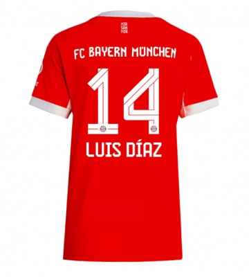 Lacne Ženy Futbalové dres Bayern Munich Luis Diaz #14 2025-26 Krátky Rukáv - Domáci